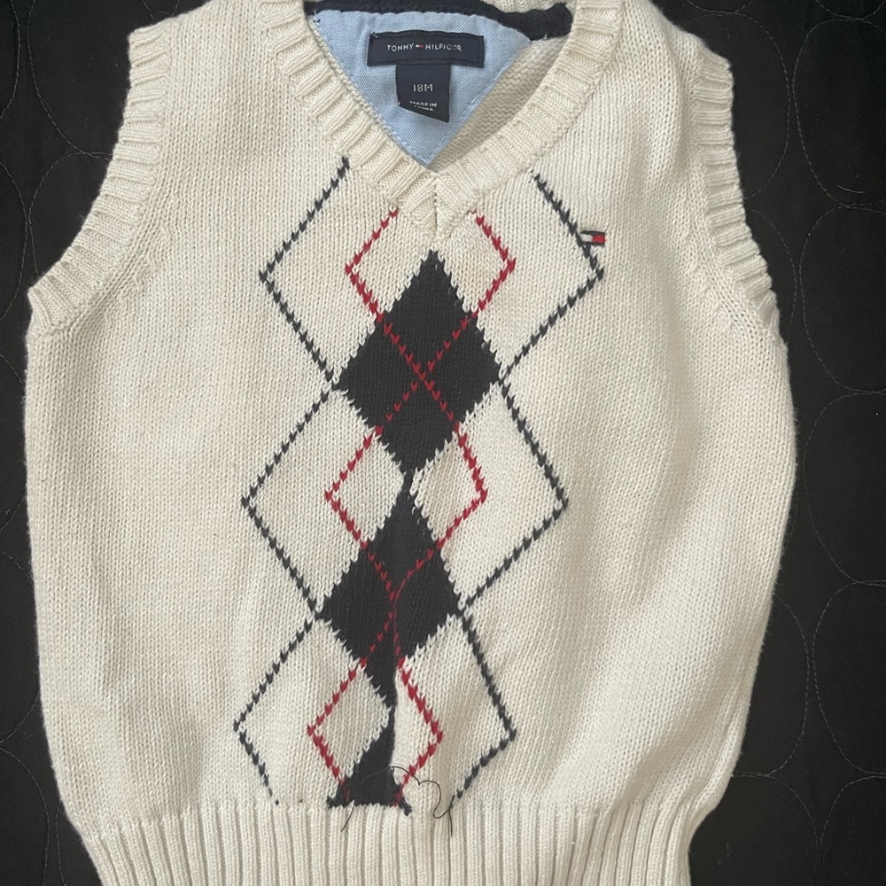 Tommy Hilfiger toddler cream Argyle Sweater Vest